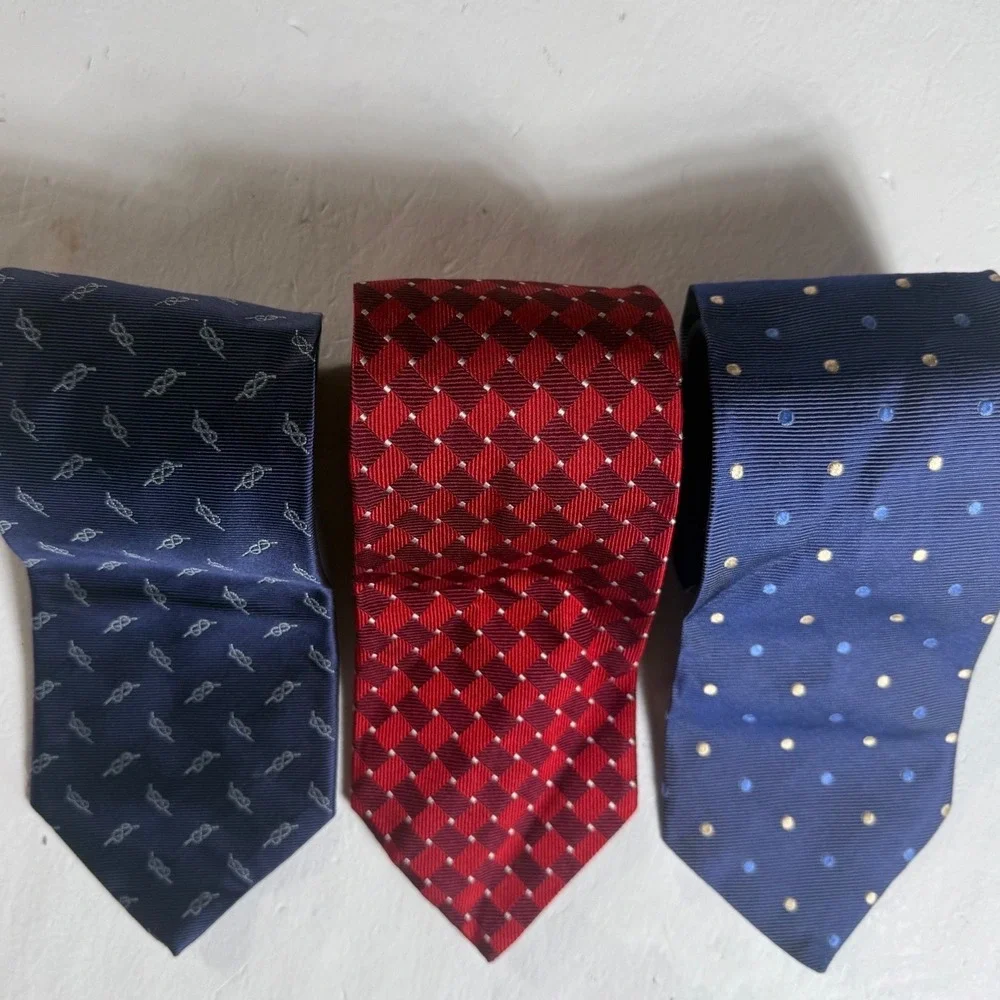 Brooks Brothers Makers Silk Necktie‎ Lot of 3 Mens OS Geometric Ties 3.75 Wide